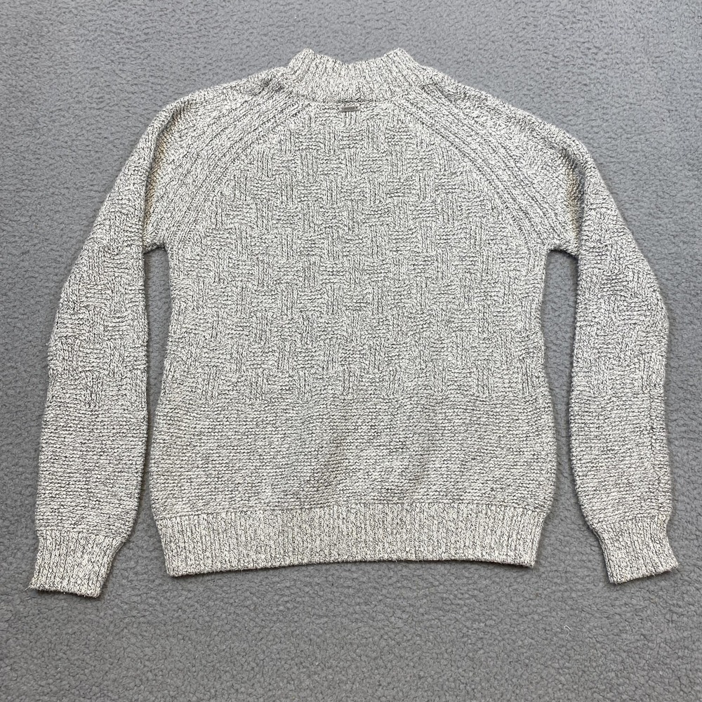 prAna Sweater Mens Medium Gray White Knit Crewneck Pullover Textured Casual